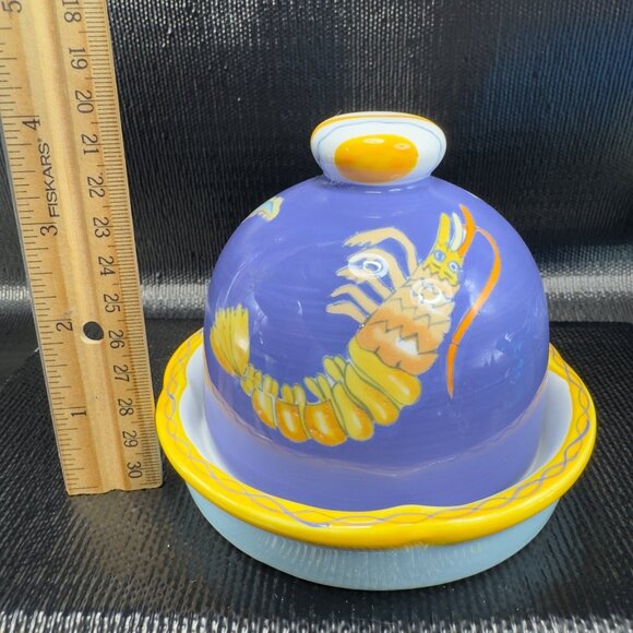 Boston Warehouse Trading Corp Round Butter Dish Onion Dome Container Ceramic - Picture 2 of 11